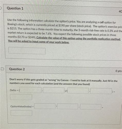 Solved Use The Following Information Calculate The Options