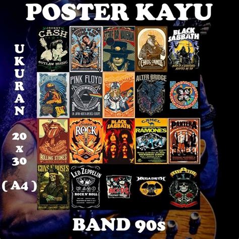 Jual Poster Kayu Tema Band 90s Ukuran 2030 Hiasan Dinding Kamar Wall