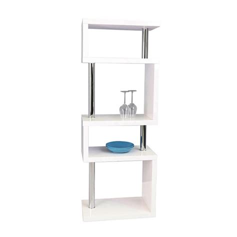 Miami High Gloss Slim Shelving Unit In White Furniture In Fashion