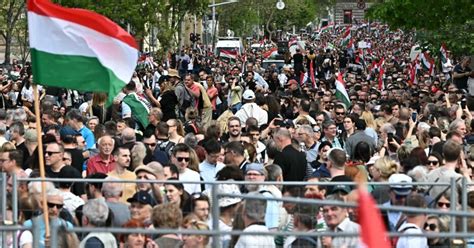 Tens Of Thousands Of People Protest In Budapest Against Viktor Orban