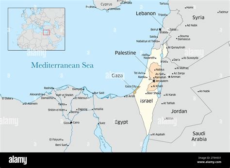 Mapa Ilustrativo De Israel Palestina L Bano Y Gaza Fotograf A De