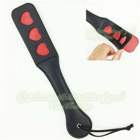 32cm Heart Shape Paddle Flogger Whip Pu Or Bamboo Leather Hand Pat Bat Head Spanking Paddle