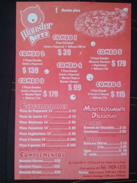 Menu At Monster Pizza Restaurant Ciudad Apodaca