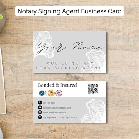 Notary Business Card Template Loan Signing Agent Business Etsy