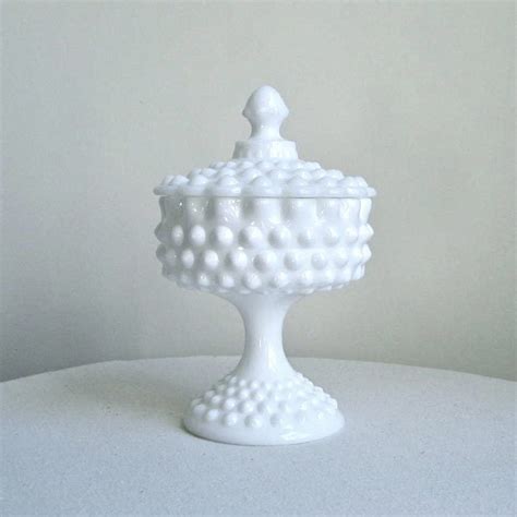 Reserved Fenton Hobnail Milk Glass Footed Candy Dish 1950s