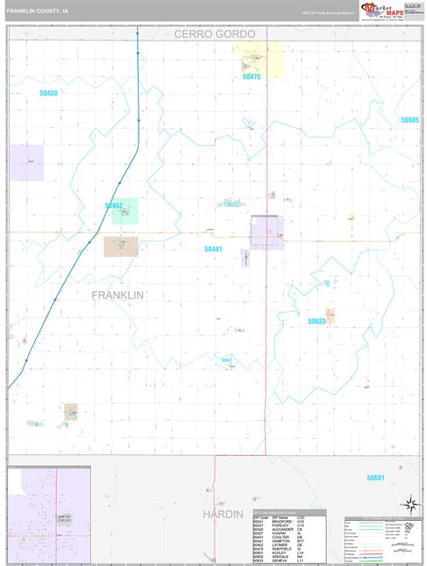 Franklin County, IA Wall Map Premium Style by MarketMAPS - MapSales.com