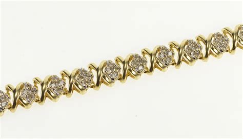 14k 2 00 Ctw Diamond Xo Hugs Kisses Link Tennis Yellow Gold Bracelet 7