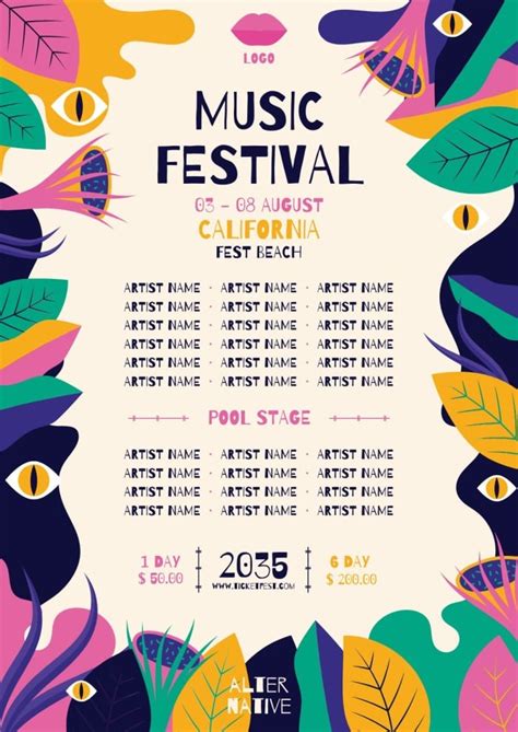 Design this Colorful Hand-drawn Alternative Music Festival Poster ...