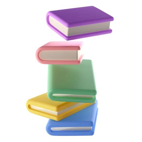 Couleur 3d Pile De Livres Fermés Dans L air Icône Isolé Png Transparent