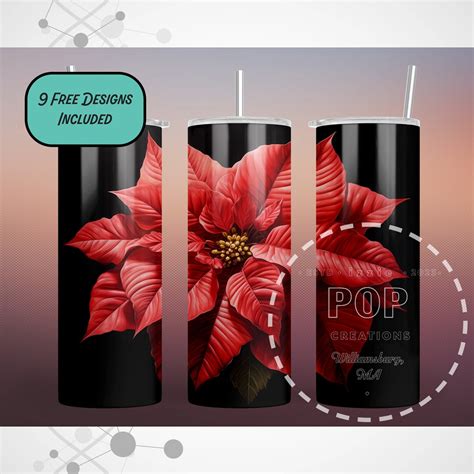 Oz Skinny Tumbler Christmas Poinsettia Wrap Digital Only Sublimation