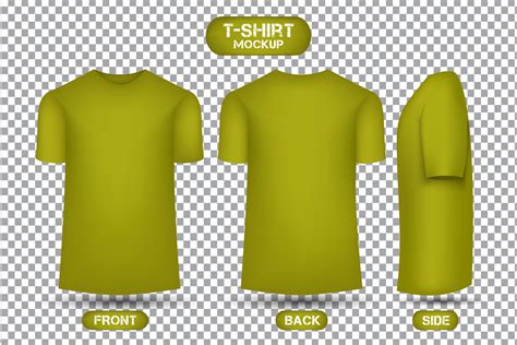 Plain Yellow T Shirt Design With Front Back And Side Views 3d Style