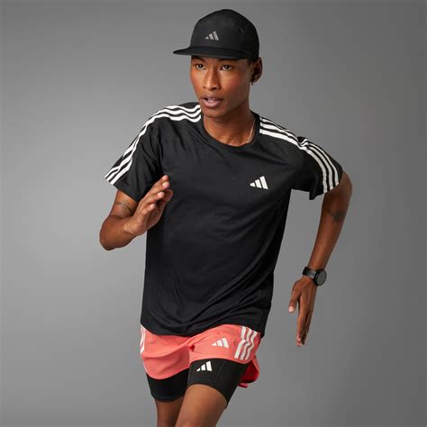 Adidas Own The Run 3 Stripes Tee Black Adidas Ke