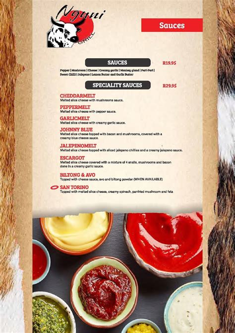 Menu At Nguni Grill Restaurant Polokwane