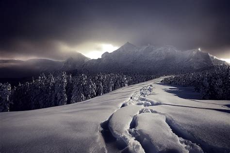 Premium Photo | Snowy mountain dark fantasy landscape digital art ...