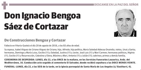 Ignacio Bengoa S Ez De Cortazar Esquela El Correo