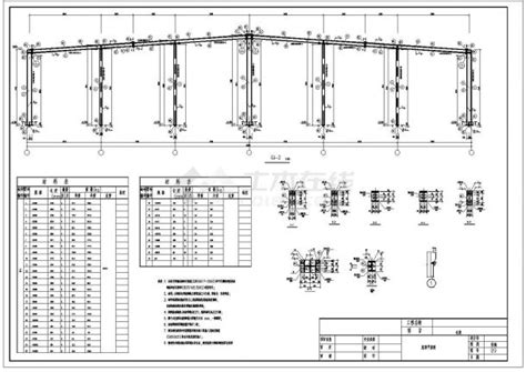 某地单层钢结构厂房施工图纸（高低跨、局部二层）工业厂房土木在线