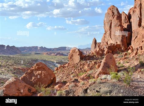 Red Rocks Along The Fire Wave Trail In Valley Of Fire State Park Stock