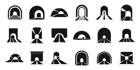 Tunnel Icons Set Simple Vector Rail Track 8631218 Vector Art At Vecteezy