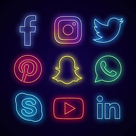 Premium Vector | Social media made of neon lights