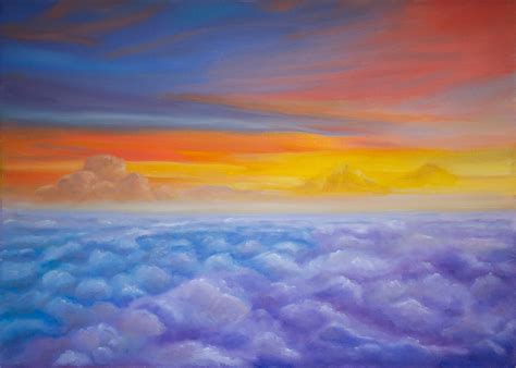 Pintura Del Cielo Original Arte De La Nube De La Pintura Etsy