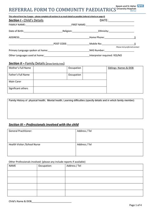 Referral Form Templates Medical General Templatelab