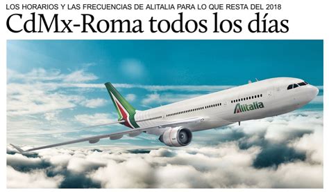 Cdmx Roma Horarios Y Frecuencias De Alitalia Para Lo Que Resta Del