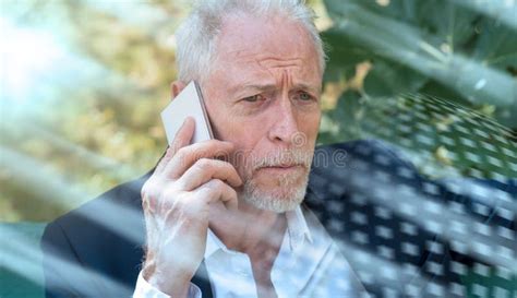 Mature Man Using His Mobile Phone Light Effect Stock Photo Image Of