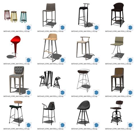 7436 Free Sketchup Bar Stool Model Download Bar Stools Industrial