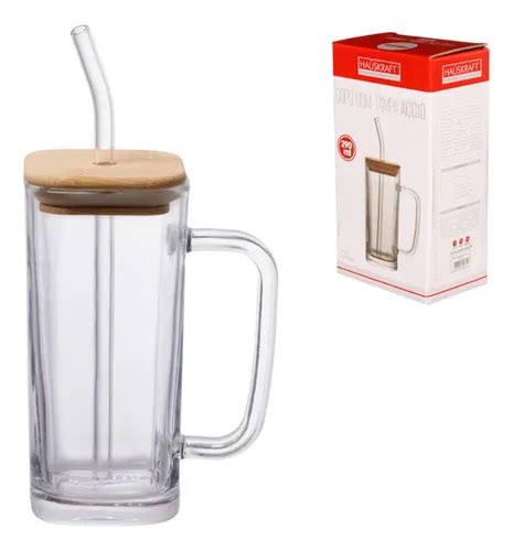 Caneca De Vidro Com Canudo E Tampa - Caneca Com Canudo De Vidro E Tampa De Bambu Hermética | MercadoLivre