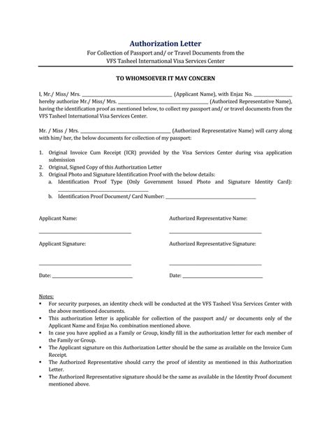 Authorization Letter To Collect Passport Free Templates