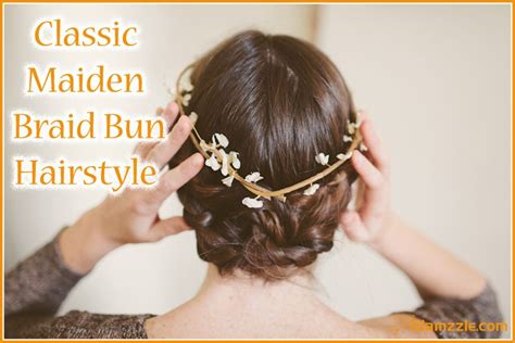 Classic 80s Maiden Braid Bun Hairstyle Hair Bun Tutorial Braided