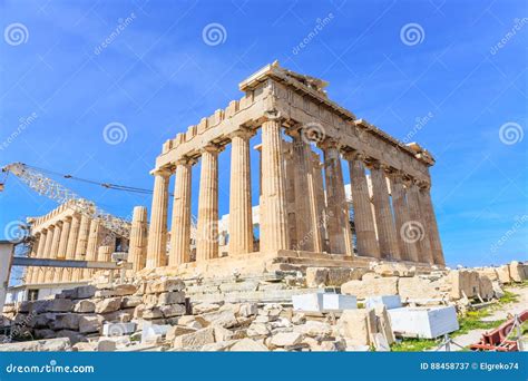 Ruins Of Ancient Temple On Acropolis Hill Stock Image Image Of