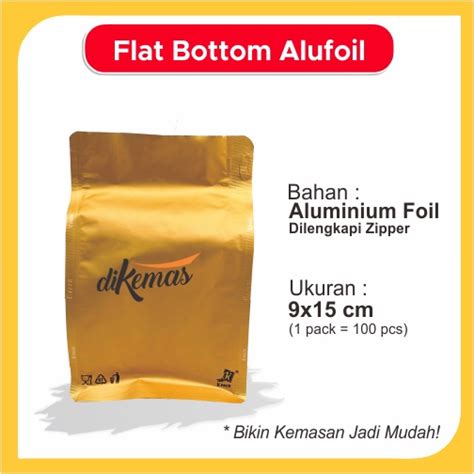 Jual Kemasan Flat Bottom Alufoil Gold Ukuran 9x15 Indonesia Shopee