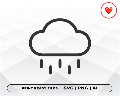 Rain Cloud Svg And Png Files Clipart Rain Cloud Print Ai And Etsy