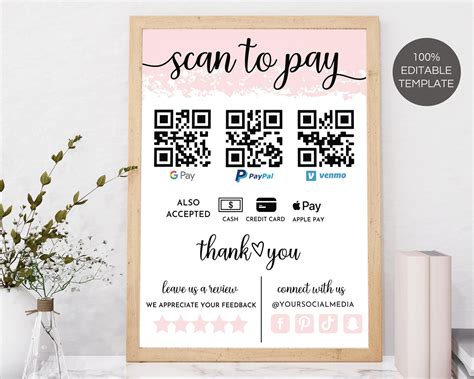 Printable Scan To Pay Business Sign Qr Code Sign Template Editable