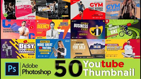 50 Youtube Thumbnail Templates Adobe Photoshop Youtube Thumbnail