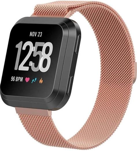 Milanees horloge bandje roségoud geschikt voor Fitbit Versa bol