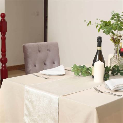 12 X 108 Ivory Premium Velvet Table Runner Efavormart