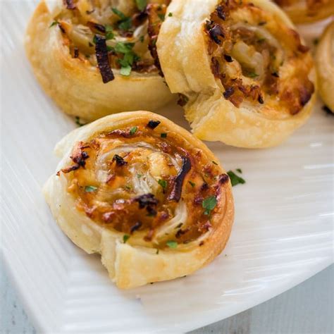 Mini Cheese And Caramelized Onion Tart Puff Pastry Appetizer Whole