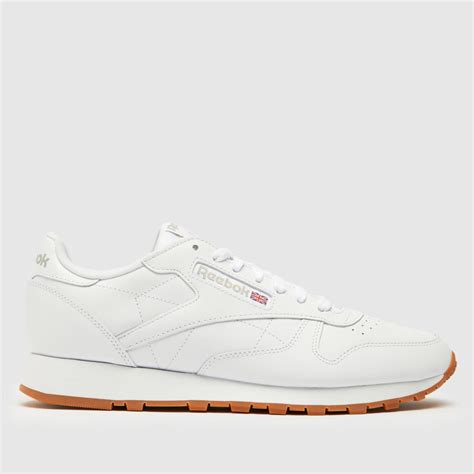 Mens White Reebok Classic Leather Trainers Schuh