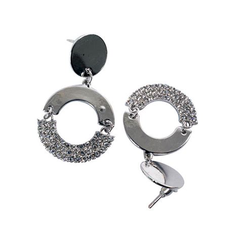 Buy Ayesha Metallic Silver Stud Half Diamante Studded Hollow Circular