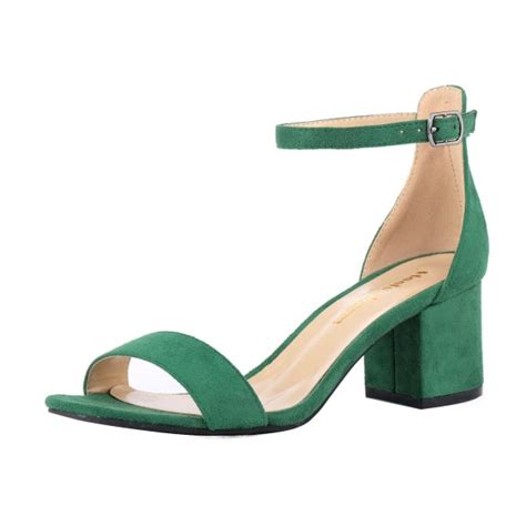 Womens Heeled Sandals Chunky Heels - Velvet Green - CJ188TCSYZN