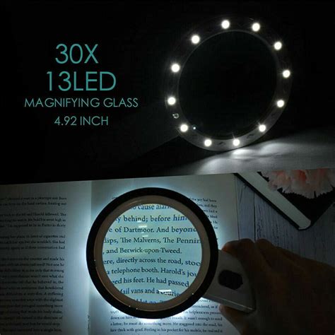 30x Jumbo Handheld Magnifying Glass W 13 Bright Led Light Illuminated Magnifier Ebay