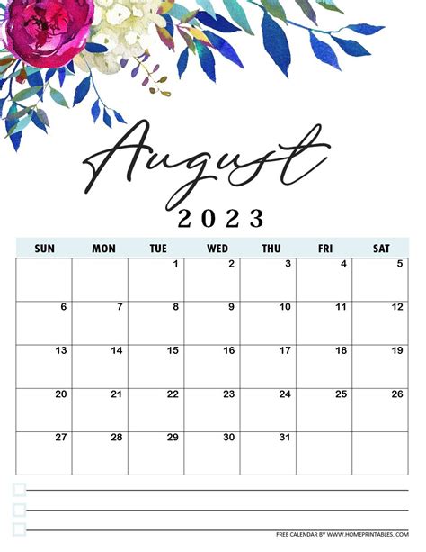 Calendar Printable Floral