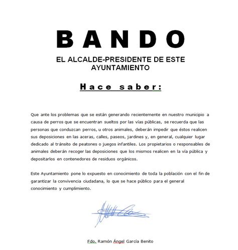 Ayuntamiento Gallegos De Arga An Bando De Alcald A Sobre Perros Que