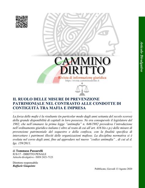 Pdf Il Ruolo Delle Misure Di Prevenzione Patrimoniale Nel Contrasto