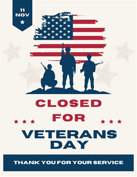 10 FREE Veterans Day Closed Signs Printable (2023) - The Joy of Gifts