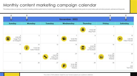 Monthly Content Marketing Campaign Calendar Guide Develop Advertising ...