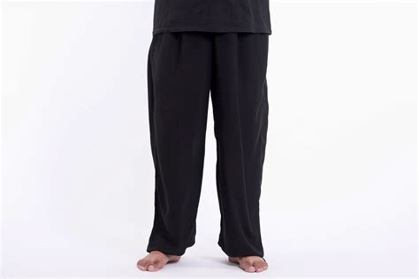 Plus Size Solid Color Drawstring Mens Yoga Massage Pants In Black