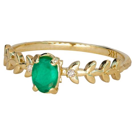 Emerald Gold Ring Oval Emerald Ring 14k Gold Ring With Emerald For Sale At 1stdibs Oval